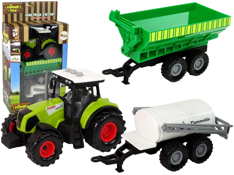 LEANToys Traktor s přívěsem a cisternou se zvuky a LED světlem