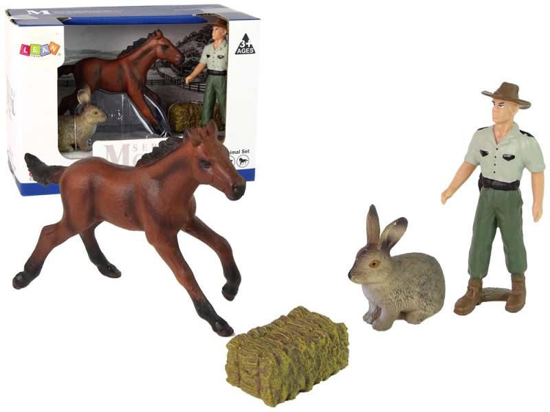 LEAN Toys Sada figurek kůň zajíc farmář