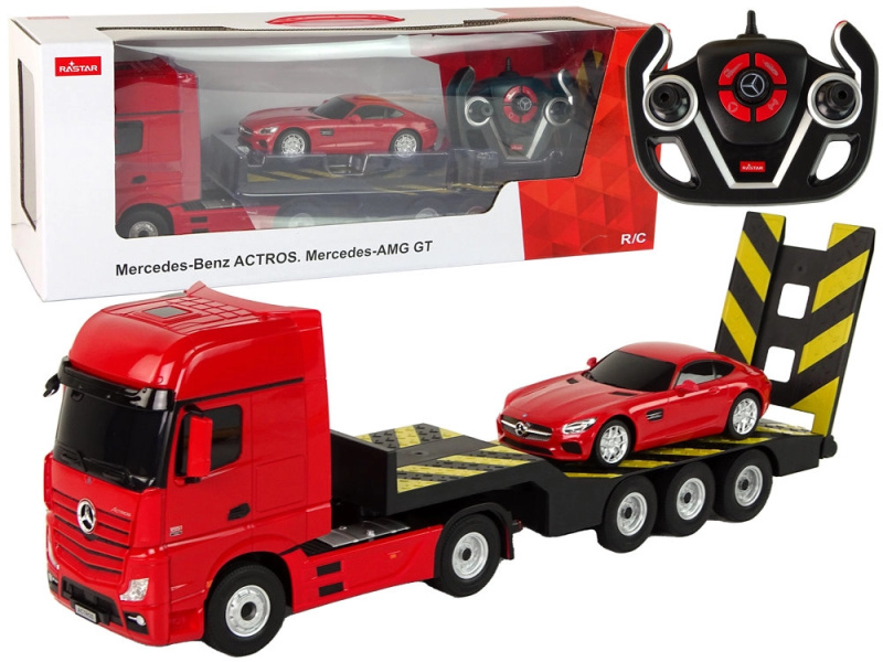 Autíčko R/C Mercedes-Benz s podvalníkem - červené