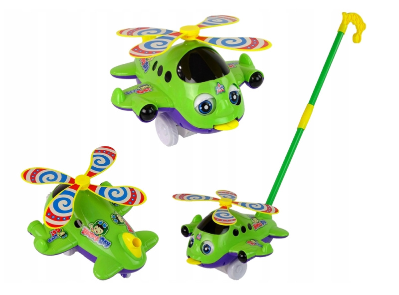 Lean Toys Letadlo Pusher Long Stick Bell Green