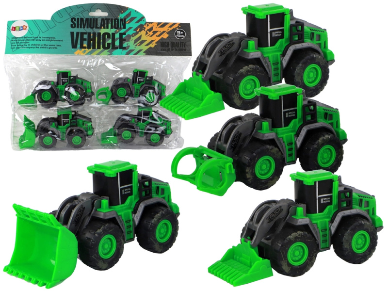 Lean Toys Sada zemědělských vozidel Zelené traktory 4 kusy