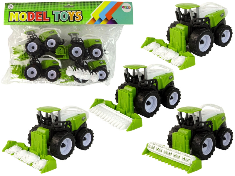 Lean Toys Sada zemědělských vozidel Zelené traktory 4 kusy