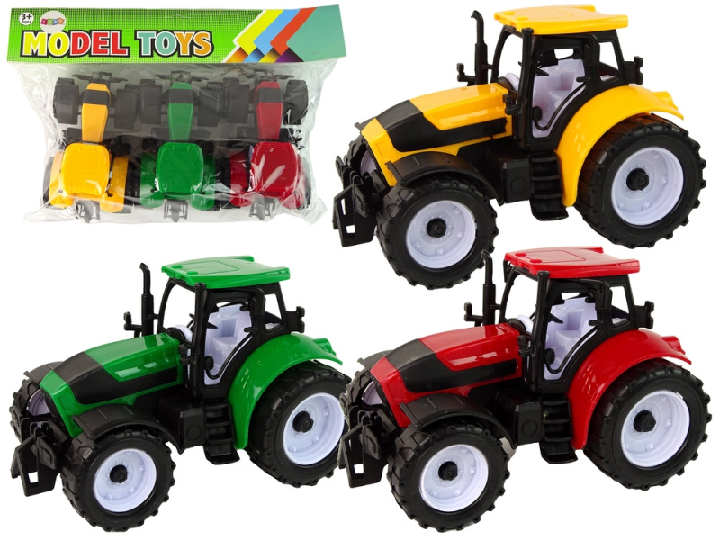 Lean Toys Sada zemědělských traktorů Farma 3 barevné kusy