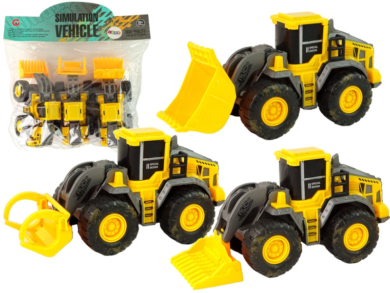 Lean Toys Sada stavebních vozidel 3 žluté modely
