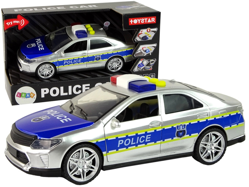LEAN Toys Policejní auto Třecí pohon zní světle stříbrně 1:14
