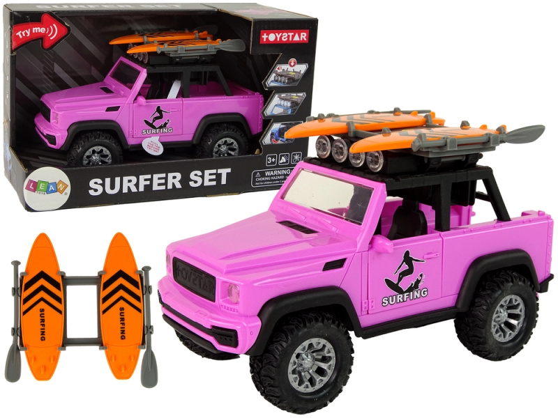 LEAN Toys Off-Road Car Friction Drive Růžové Surfování 1:14