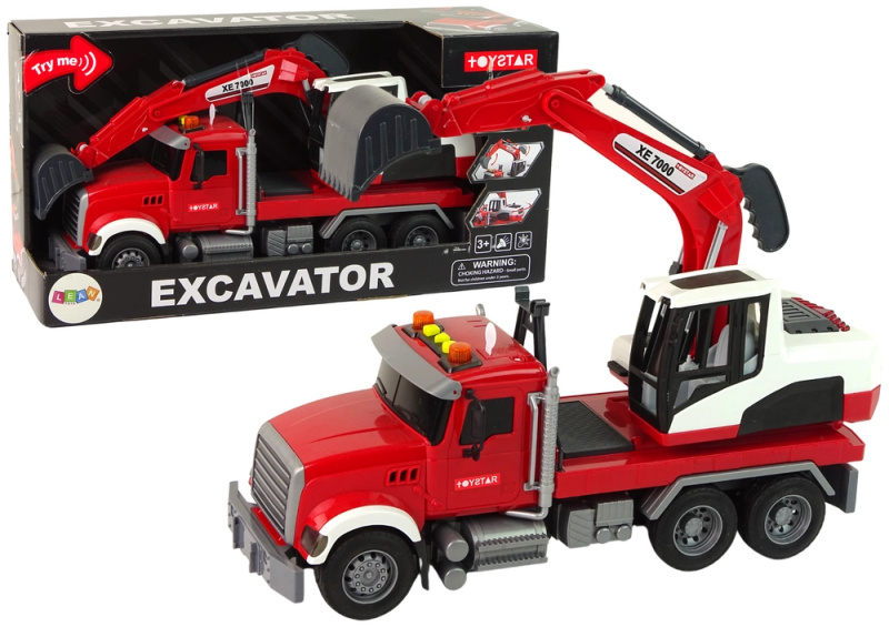 LEANToys Import Nákladní automobil s bagrem traktor bagr zvuková světla