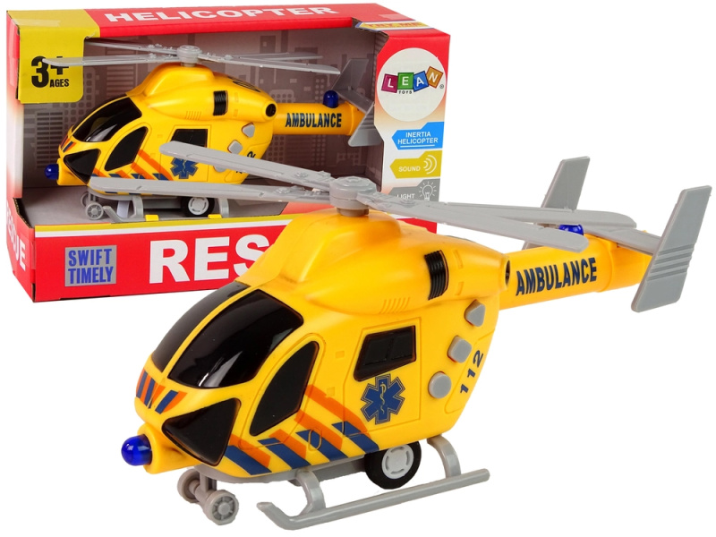 Lean Toys Sanitní záchranný vrtulník Žlutá zvuková světla Vrtule