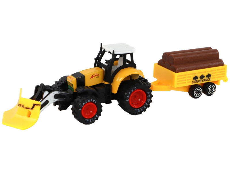 LEANToys Traktor s přívěsem a kládami stromů
