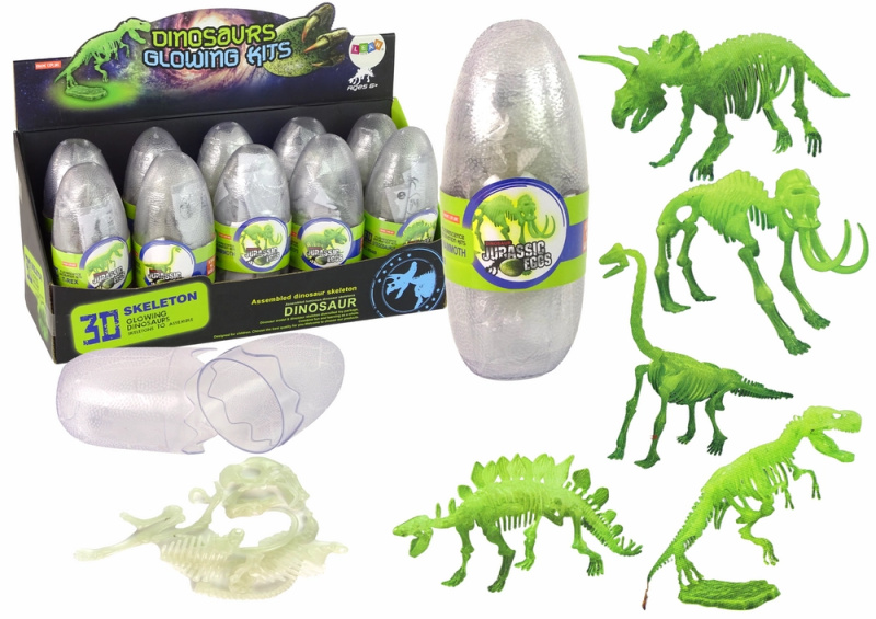 LEANToys Zářící souprava 3D kostry dinosaura ve vejci