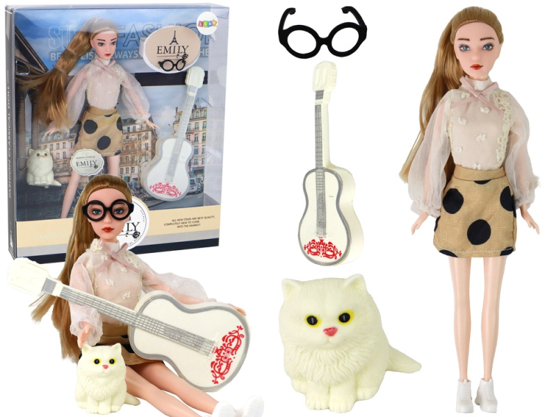 LEANToys Emily s kytarou a kočkou