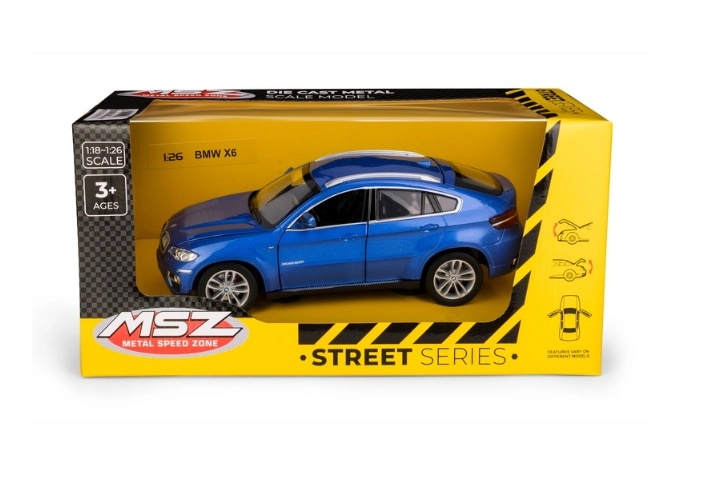 Model auta MSZ BMW X6 v měřítku 1:26 modrý