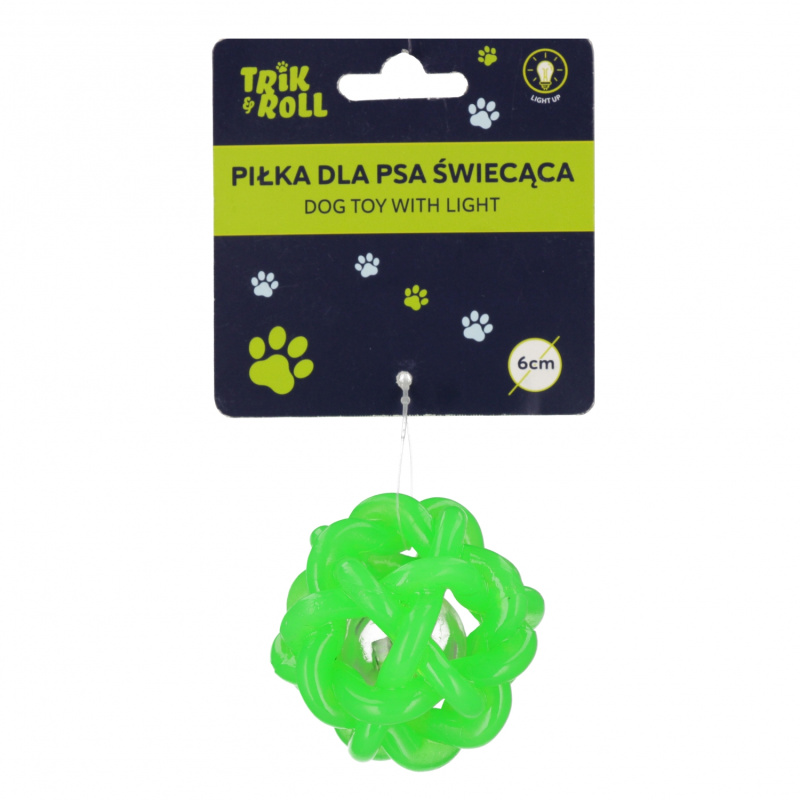 Svítící míček pro psa zelený 6 cm