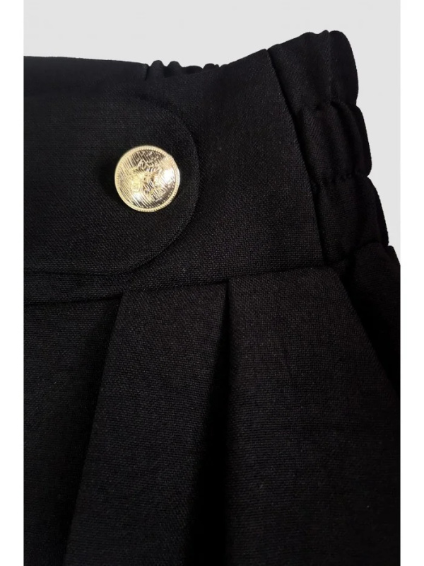 B252 Široké kalhoty s ozdobnými knoflíky - černé EU XL