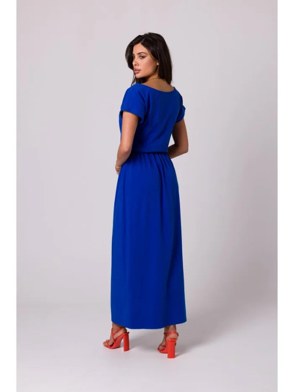 B264 Maxi šaty s elastickým pasem - královská modř EU M