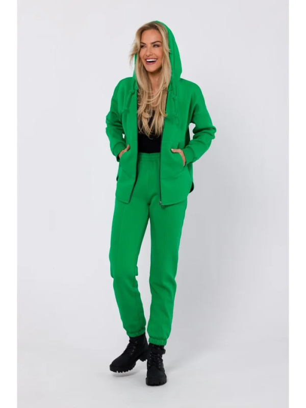 M761 Mikina s kapucí na zip a klokaní kapsou - zelená EU L/XL