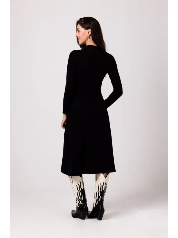 B266 Rozšířené šaty s kapsami - černé EU M