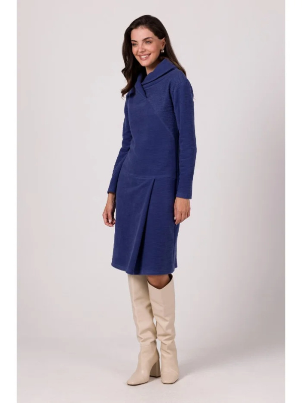 B270 Midi šaty s vysokým límcem - indigo EU S