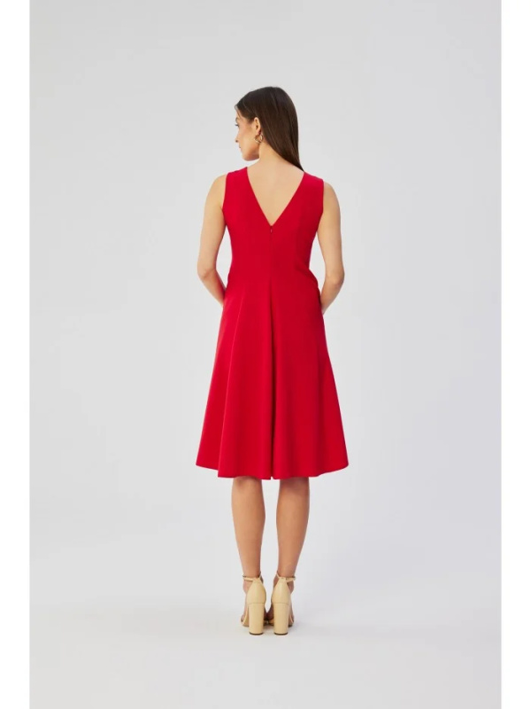 S358 Přiléhavé šaty bez rukávů - červené EU XXL