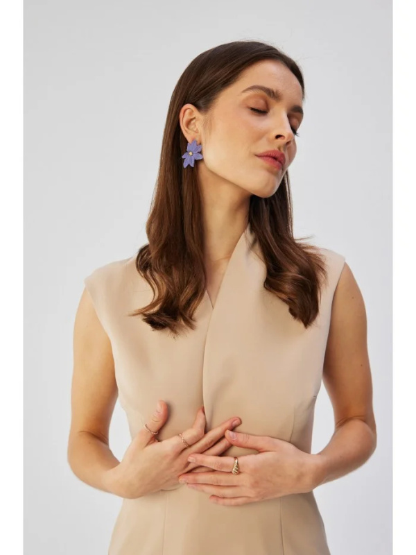 S360 Plášťové šaty se zavinovacím výstřihem - béžové EU M