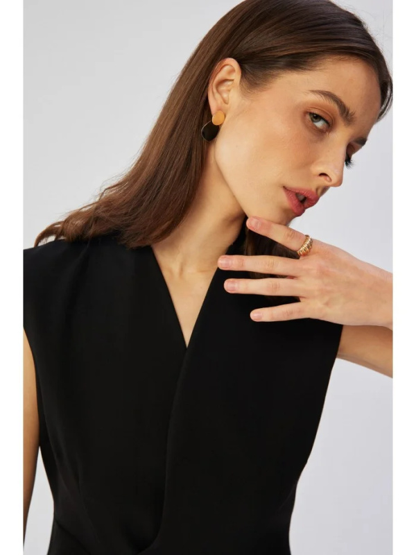 S360 Plášťové šaty se zavinovacím výstřihem - černé EU S