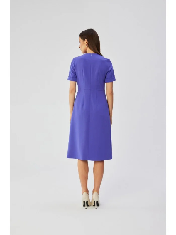 S361 Šaty se záhyby na bocích - fialové EU XL