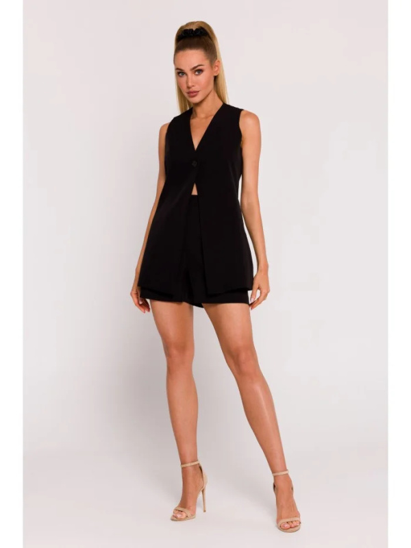 M776 Sako bez rukávů s jedním knoflíkem - černé EU XL