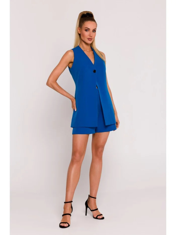 M776 Sako bez rukávů s jedním knoflíkem - modré EU XXL