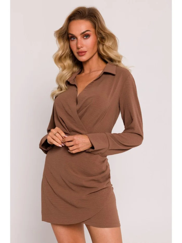 M783 Mini šaty s límečkem - čokoládové EU XXL