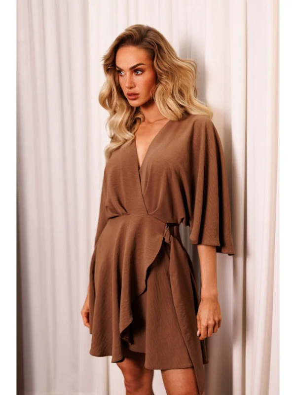 M785 Rozšířené mini šaty - čokoládové EU S