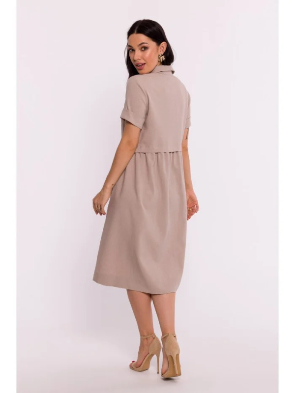 B282 Košilové šaty - béžové EU L