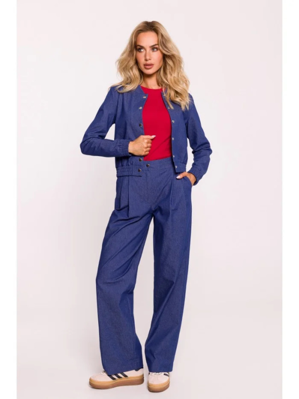 M800 Bunda bomber s lisovanými cvočky - modrá EU XL