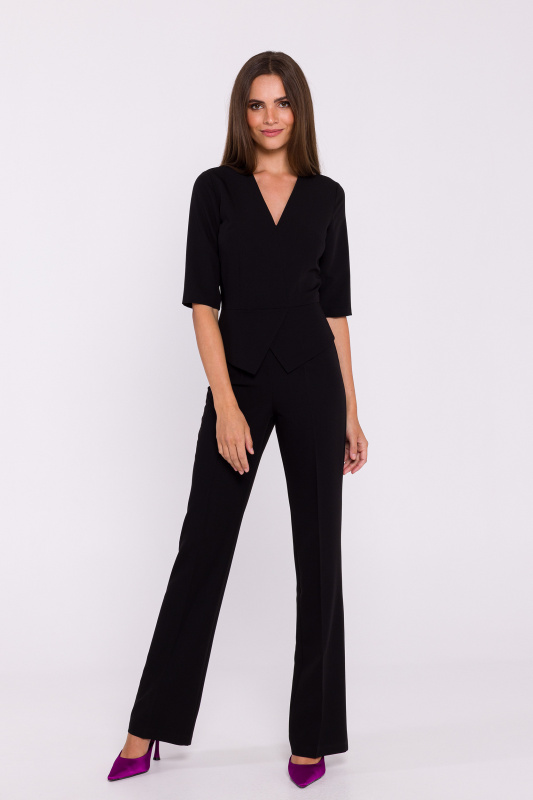 S377 Peplum overal - černý EU M