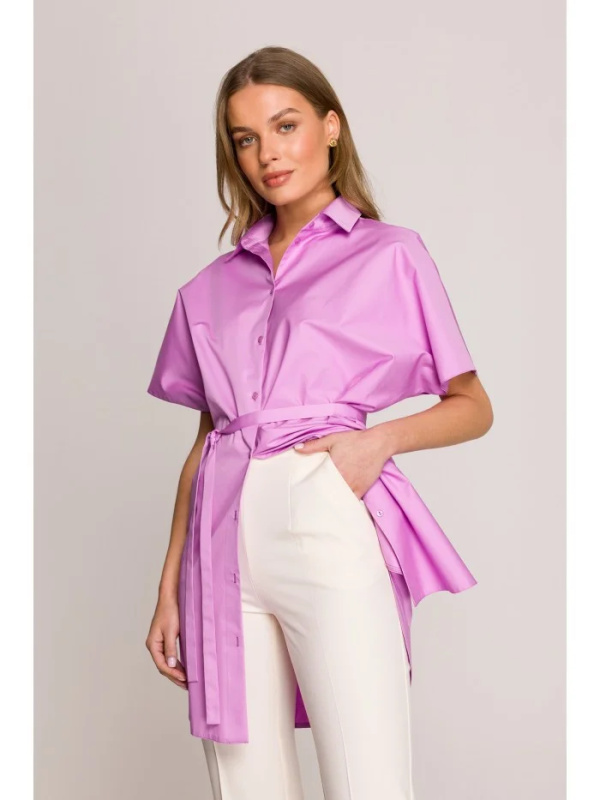 S402 Bavlněná košile volného střihu - lila EU L/XL