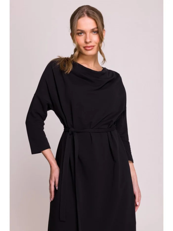 S403 Úpletové šaty nadměrné velikosti - černé EU 2XL/3XL