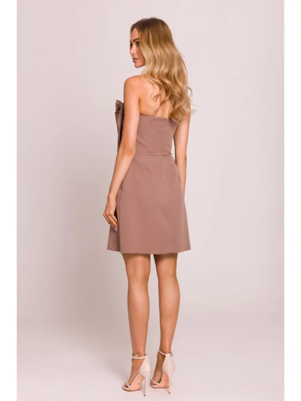 M851 Šaty na ramínka s mašlemi - mocca EU L