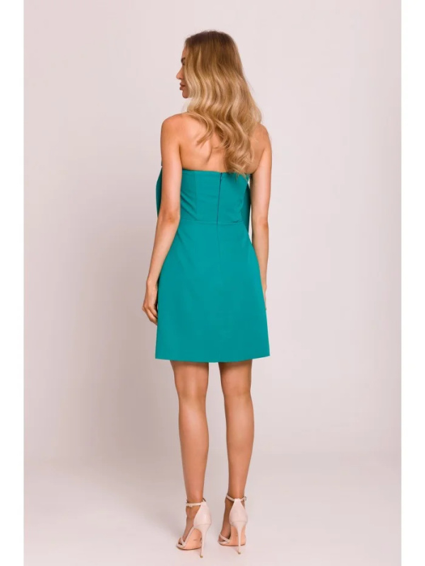 M851 Šaty na bustě s mašlemi - tyrkysové EU S