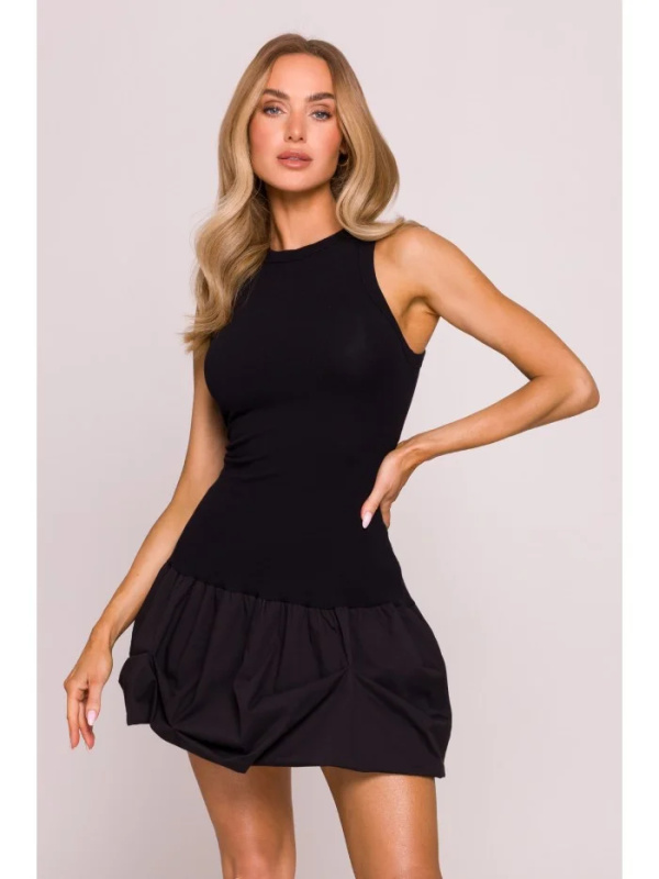 M863 Šaty Bubble hem racer - černé EU XL