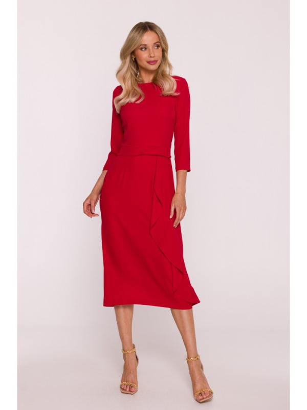 S425 Šaty s volánkem - červené EU L