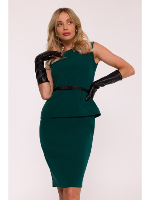 S427 Peplum šaty - zelené EU L