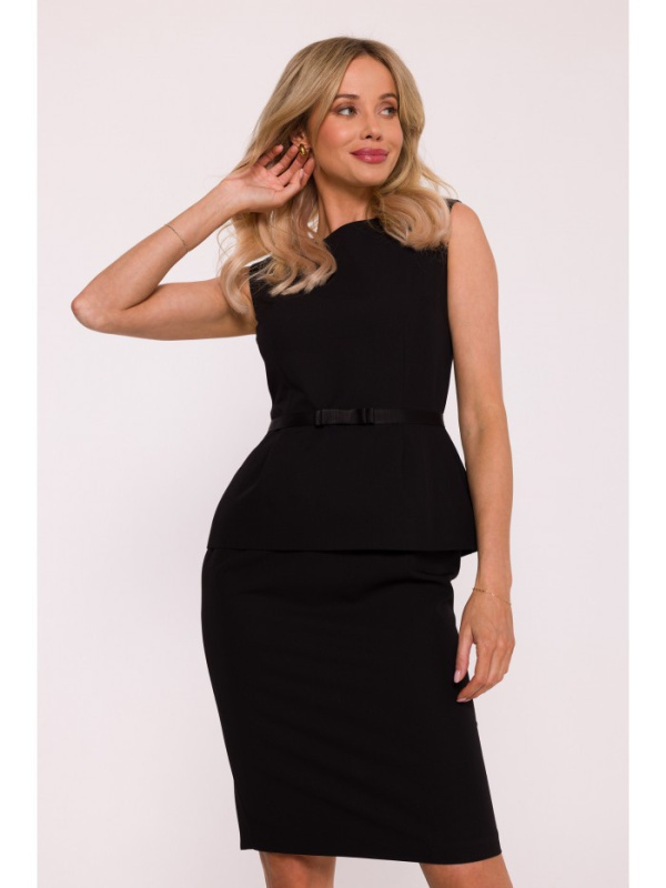 S427 Peplum šaty - černé EU XL