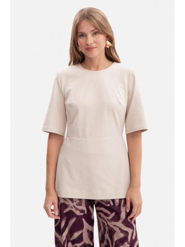 B305 Pletený top s peplum - pískový EU L