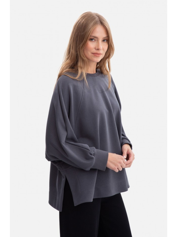 B306 Pletená mikina uvolněného střihu - ocelová EU L/XL