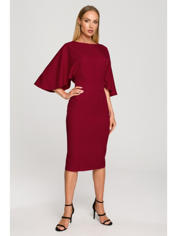 Šaty M700 s kimono rukávy – vínové EU S