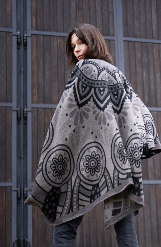 Pončo Art Of Polo 23447 Paisley Winter šedo-maronová univerzální