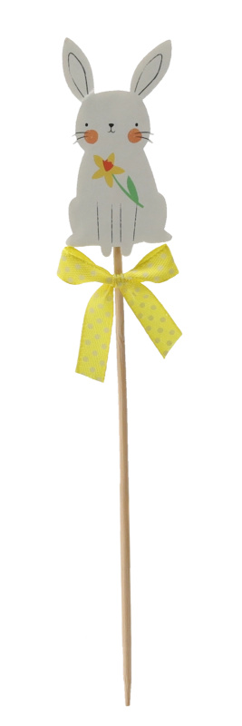 Velikonoční zápich zajíček 4 × 7,5 cm – sada 12 ks, mix 2 vzorů