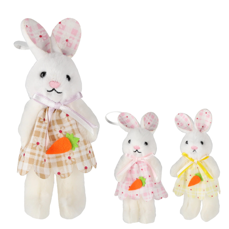 Závěsná velikonoční dekorace zajíček s mrkví, mix barev 6 × 11 cm (balení 12 ks)