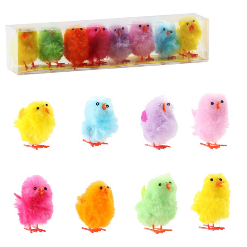 Sada 8 barevných velikonočních kuřátek – dekorativní figurky