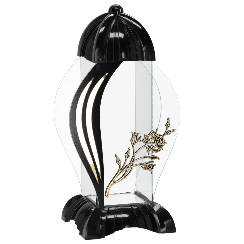Lampion s motivem růže Róża, černý, 39 cm - 1 kus