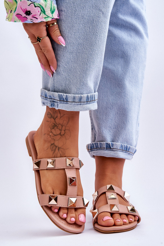 Dámské pantofle s velkými cvočky Nude Mercure 38